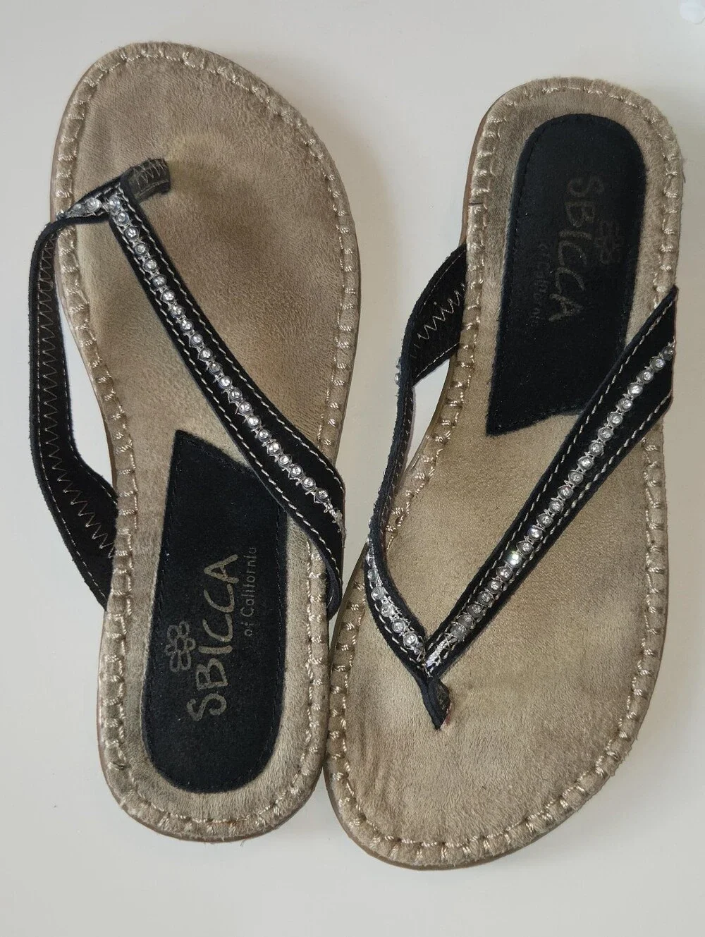 SBICCA of California Maui Sandals Rhinestone Flip Flops In Box